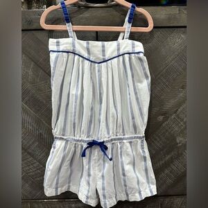 Jacadi white and Blue Striped Romper